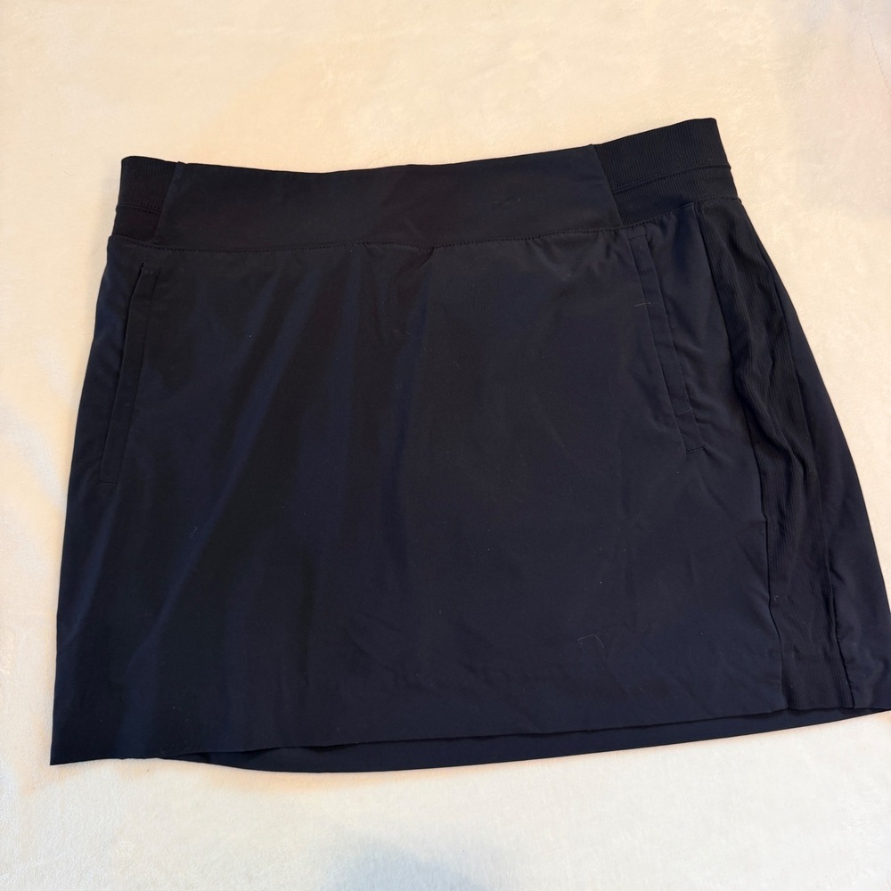 Athleta Soho Skort Black Active Golf Travel Skirt Size 16